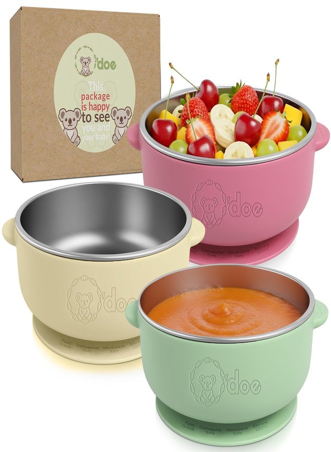 o'doe Baby Bowls – Stainless Steel Baby Feeding Bowls with Suction | Non-Slip Toddler Bowls for Self Feeding | BPA-Free Kids Bowls for Baby Food | Stainless Steel Bowls Kids - Image 1
